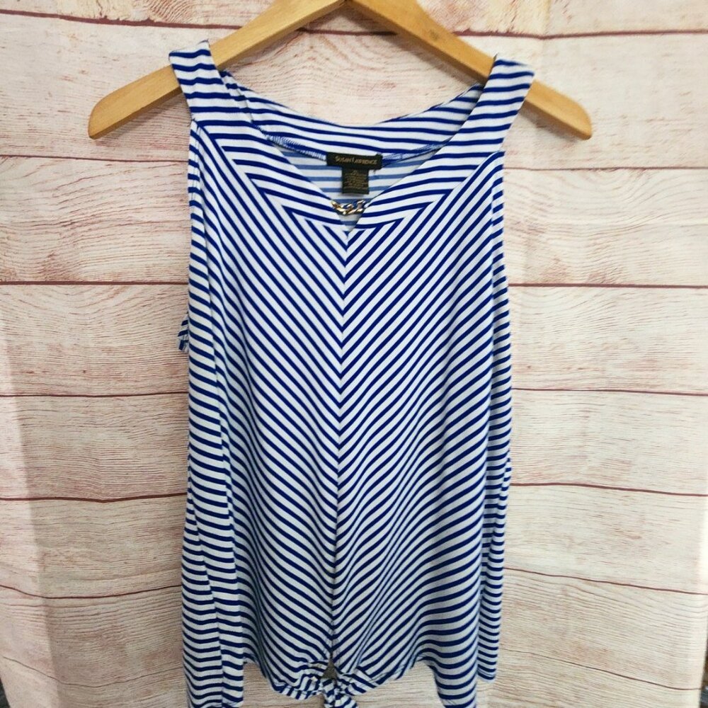 Susan Lawrence Blue, White Strip Tank Top